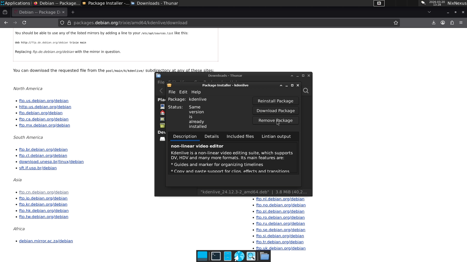 Uninstalling / Removing Kdenlive.deb with Gdebi