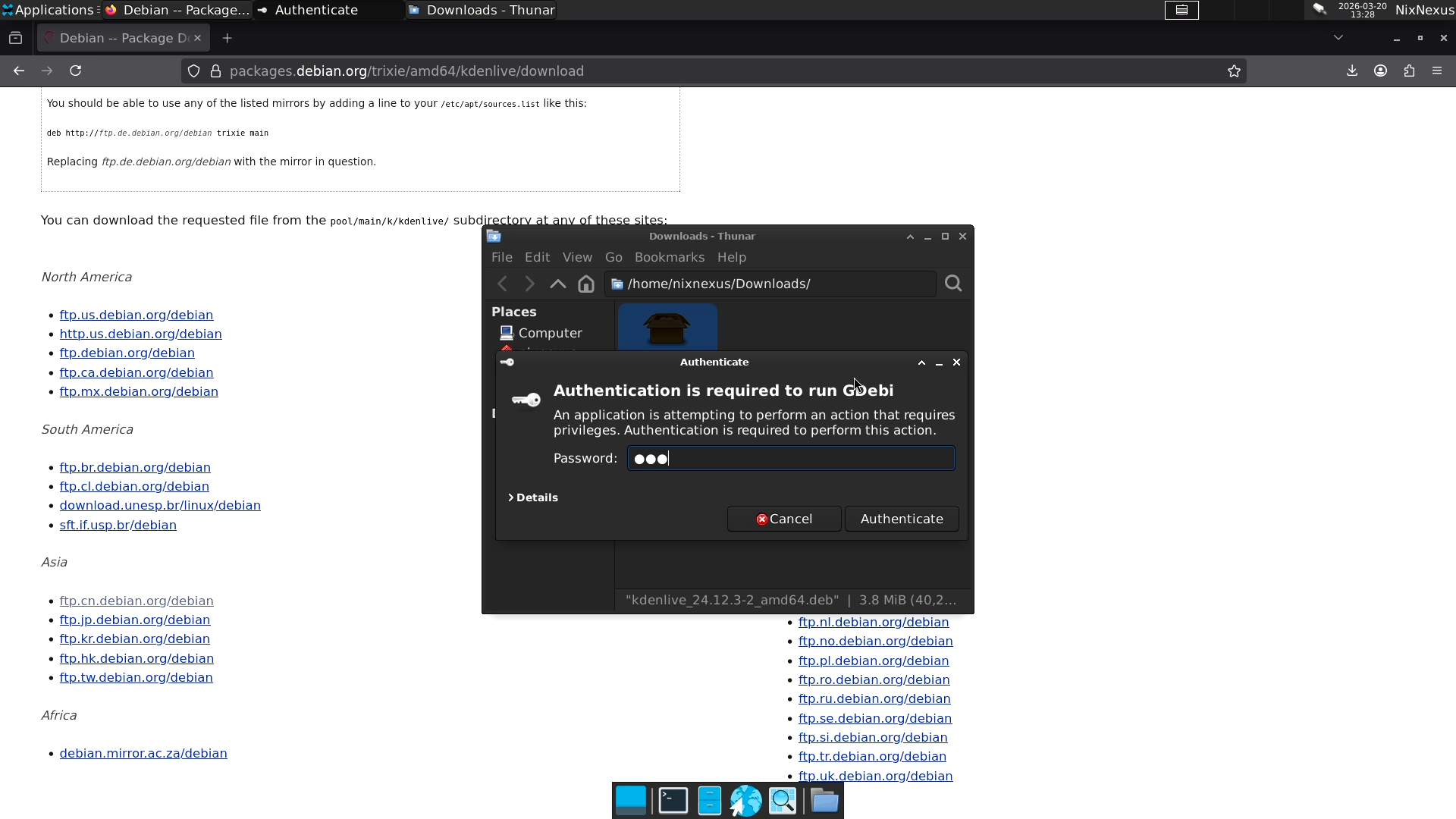 Authenticate Gdebi to uninstall .deb Package