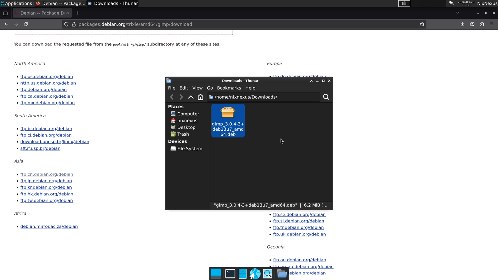 Thunar File Manager - Gimp.deb