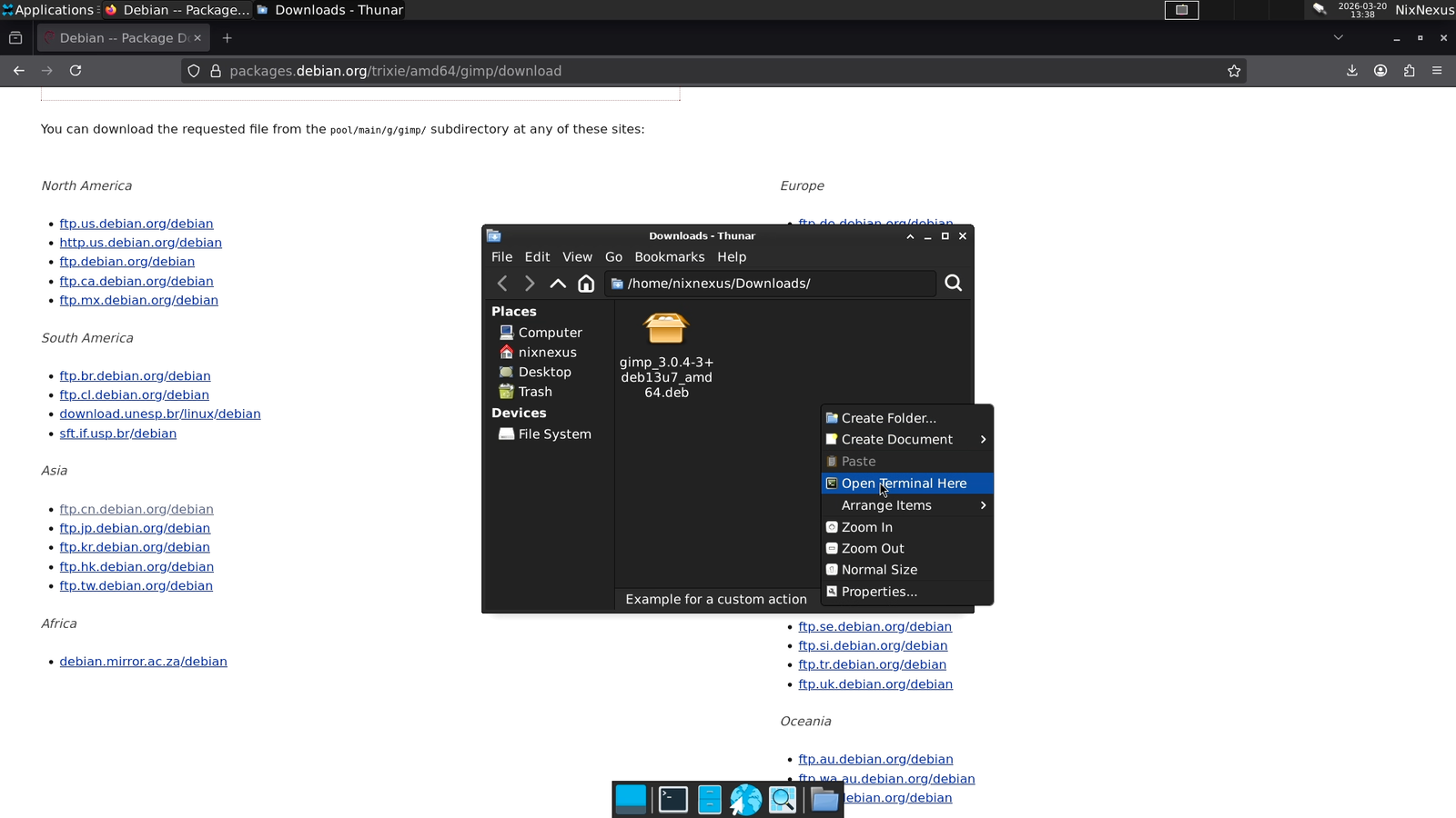 Thunar File Manager - Open Terminal Here