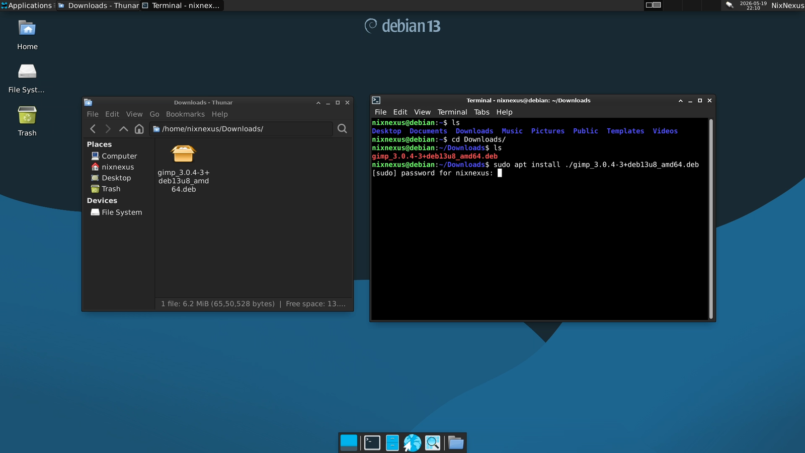 Installing Gimp.deb using CLI and APT Package Manager