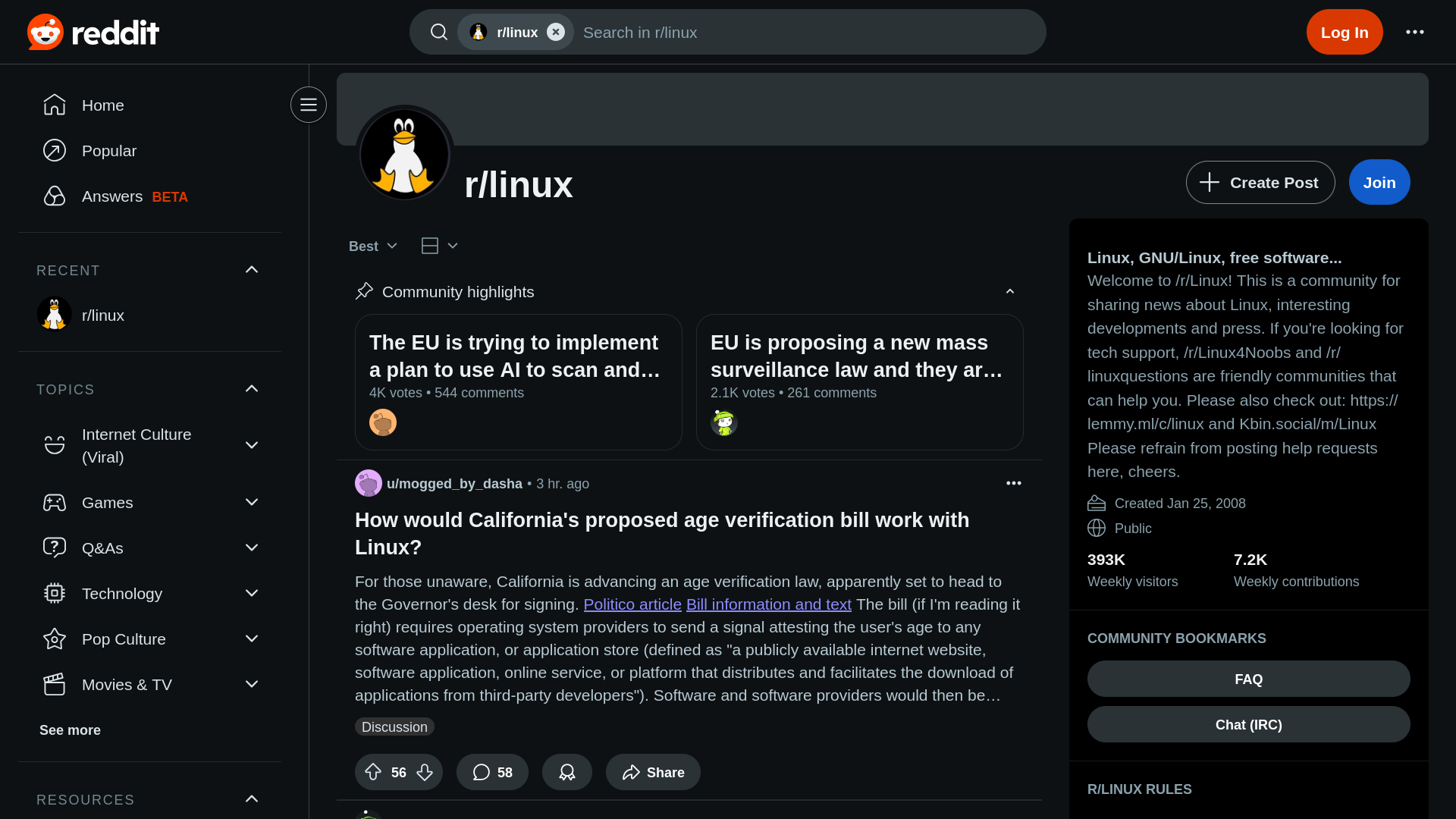 Linux Subreddit